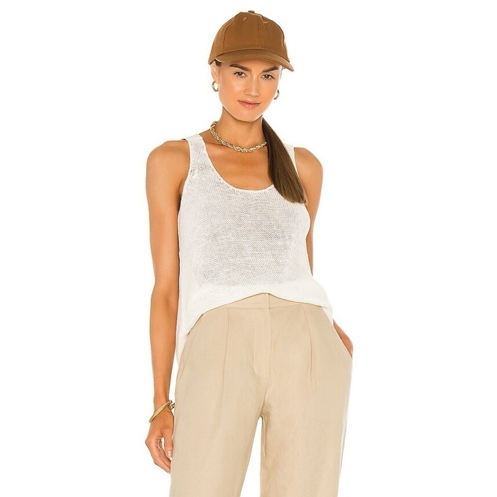 ATM Linen Rope Open-knit Tank Top In Chalk Size M
